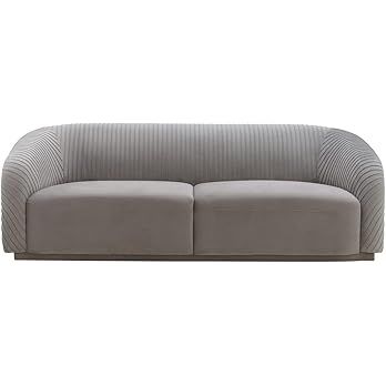 TOV Furniture Yara 31.3" H Transitional Velvet Upholstered Sofa in Pleated Gray | Amazon (US)