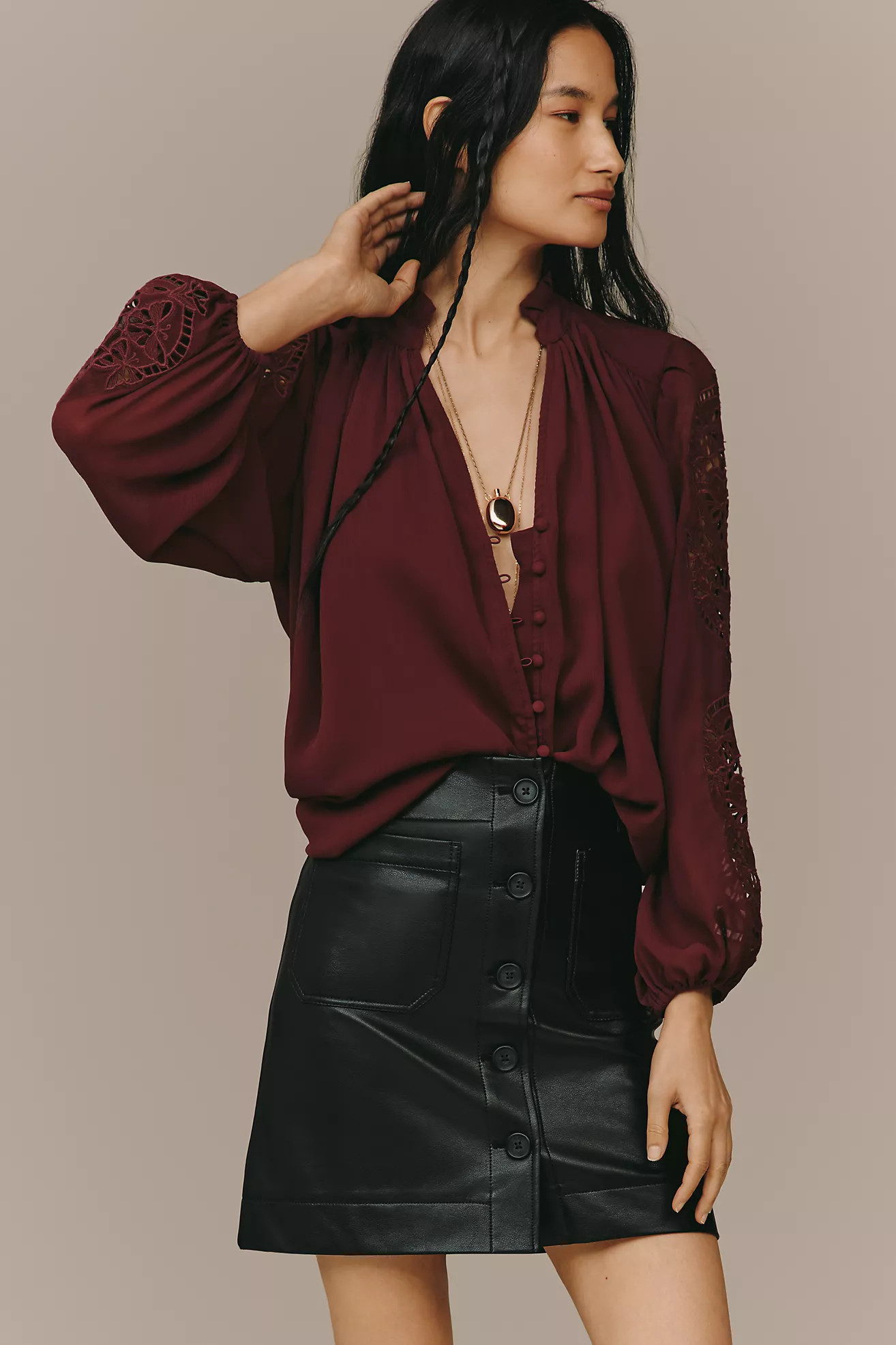 The Colette Faux Leather Mini Skirt by Maeve | Anthropologie (US)