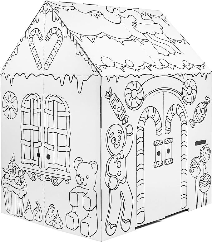 Amazon.com: Easy Playhouse Gingerbread House - Kids Art & Craft for Indoor Fun, Color Favorite Ho... | Amazon (US)
