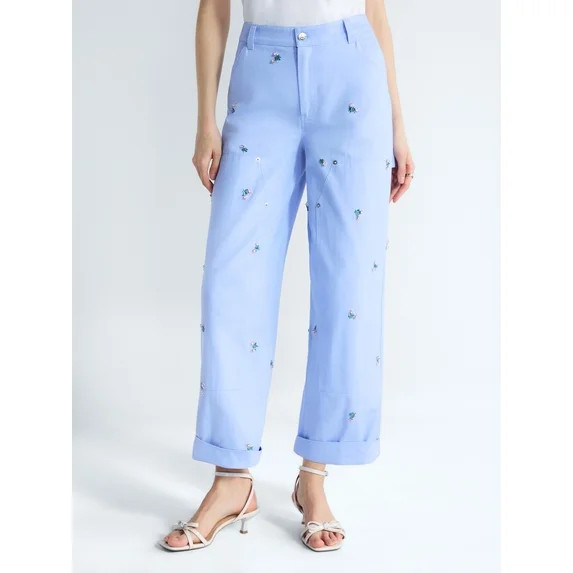 Free Assembly Women's and Women’s Plus Embellished Cotton Carpenter Pants, 30" Inseam, Sizes 0-... | Walmart (US)