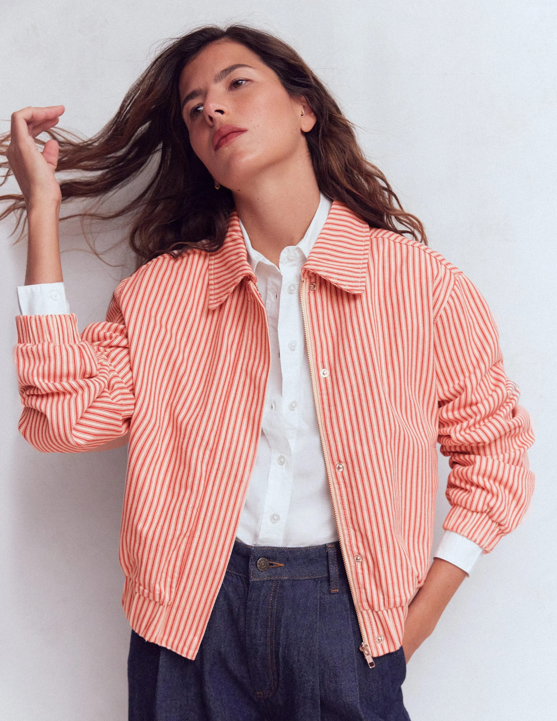 Harrington Jacket-Red Tram Stripe | Boden (US)