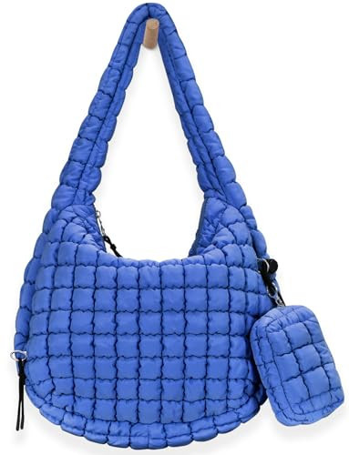 GASSDA Puffer Tote Bag for Women Large Quilted Puffy Lightweight Carryall Crossbody Tote Bag for Women (Blue) | Amazon (US)