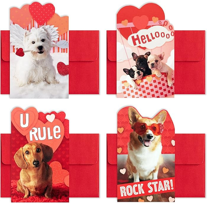Hallmark Mini Valentines Day Cards and Stickers for Kids School, Dogs (32 Classroom Valentines wi... | Amazon (US)