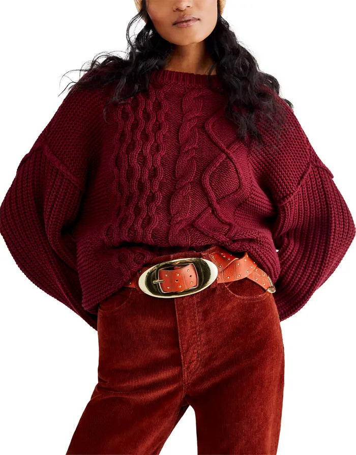 Free People Dream Cable Crewneck Sweater | Nordstrom | Nordstrom