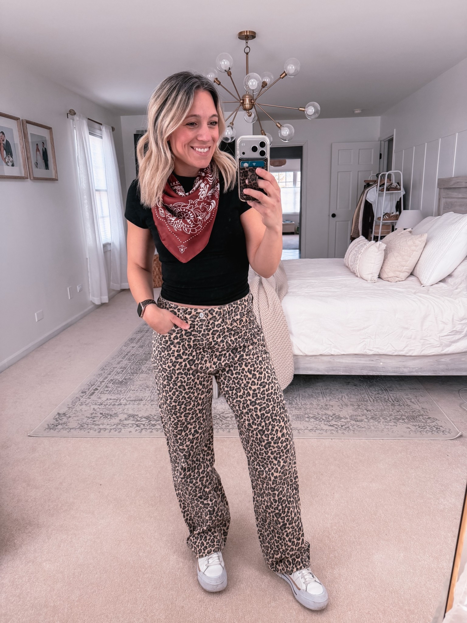 Spring outfit vibes. 

Leopard jeans. Scarf  

#LTKgrwm #LTKootd #LTKmomlife