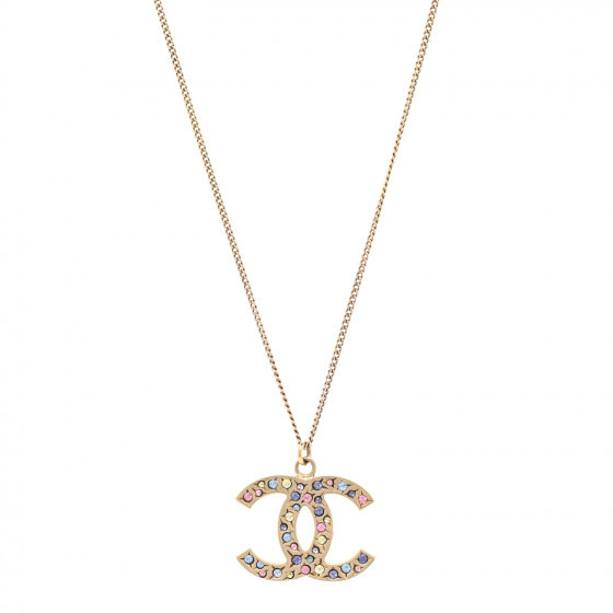CHANEL Crystal CC Necklace Light Gold Multicolor | Fashionphile