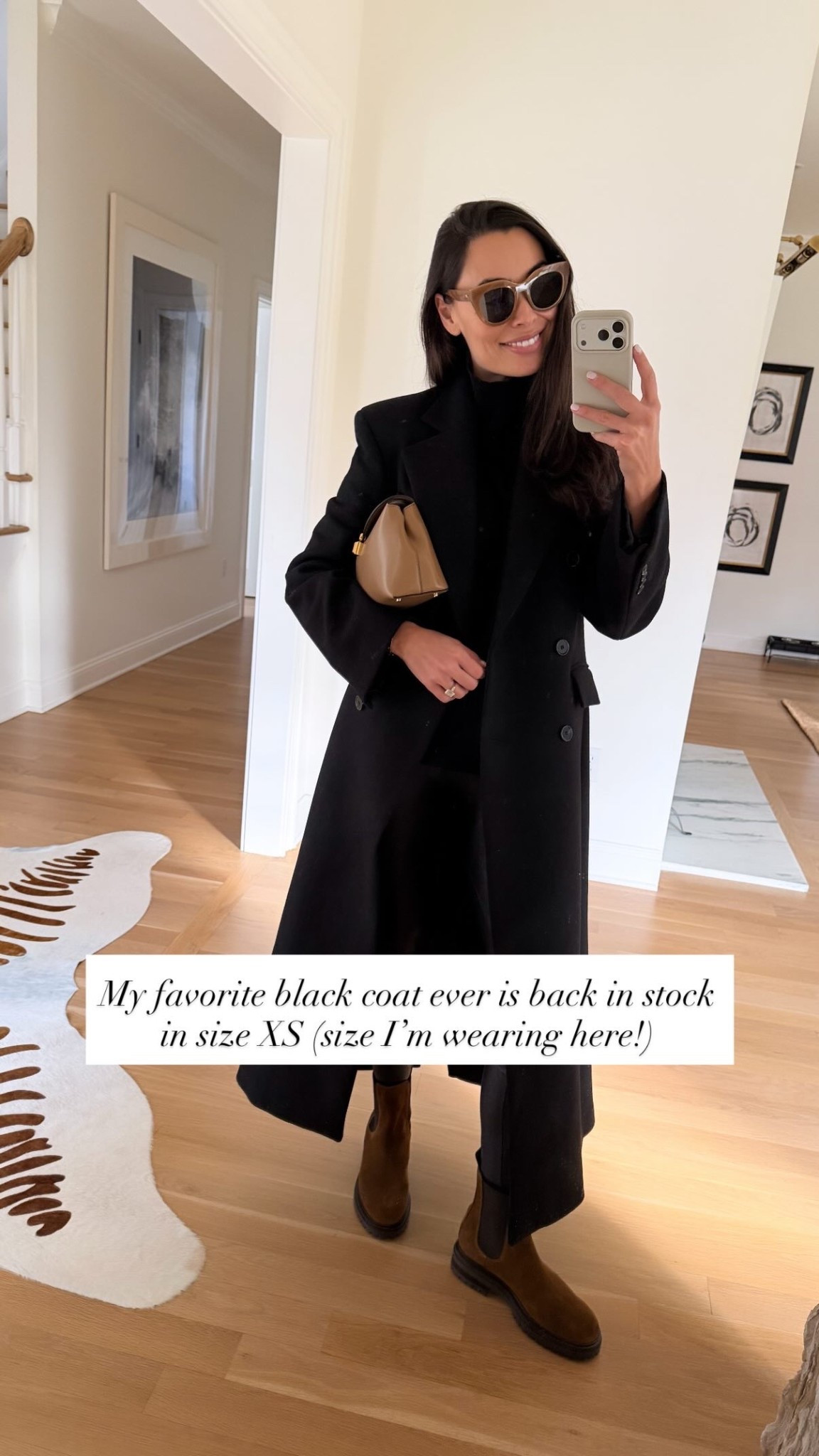 My favorite black coat ever is back in stock in size XS (size I’m wearing here!)