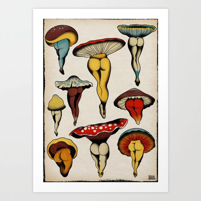Sexy mushrooms Art Print | Society6
