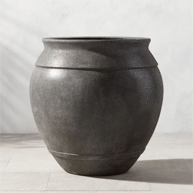 Belly Modern Grey Stone Outdoor Planter XXL + Reviews | CB2 | CB2