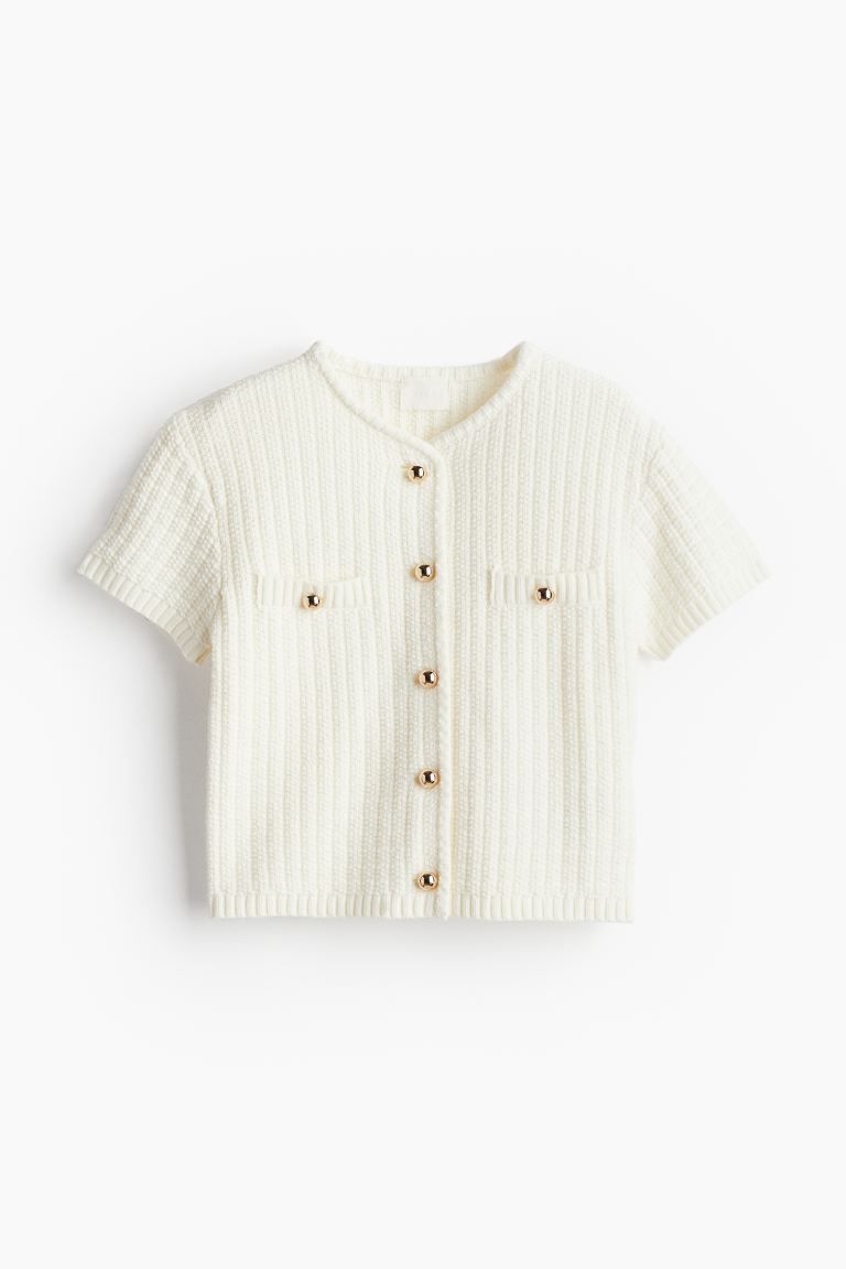 Structured-knit Cardigan - Cream - Ladies | H&M US | H&M (US + CA)