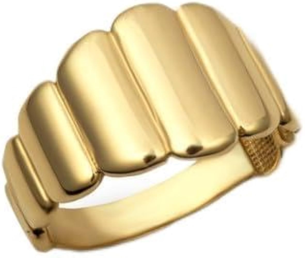 14K Yellow, White, and Rose Gold Elegant 3.3mm Flat Ribbed Dome Band Style Statement Ring - Choic... | Amazon (US)