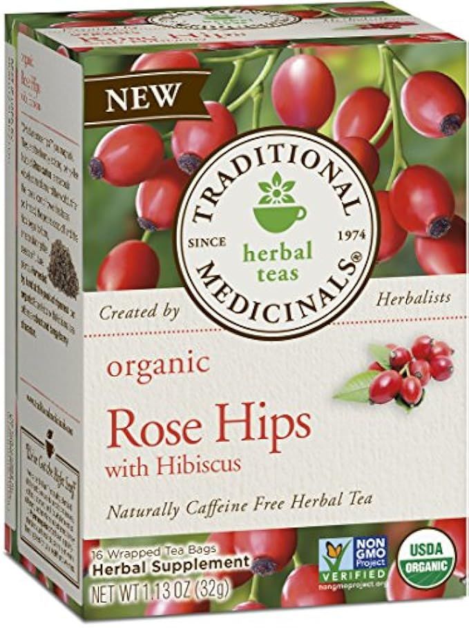 Traditional Medicinals Organic Rose Hips with Hibiscus Herbal Leaf Tea, 16 Tea Bags (Pack of 6) | Amazon (US)