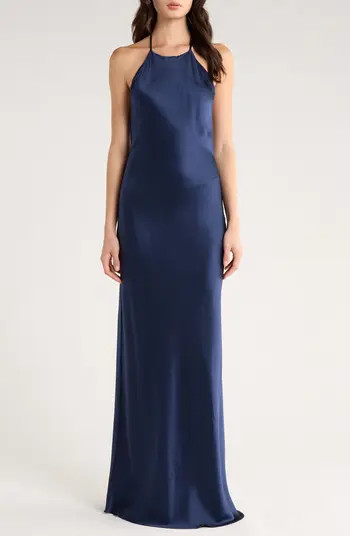 Jeany Silk Charmeuse Halter Dress | Nordstrom