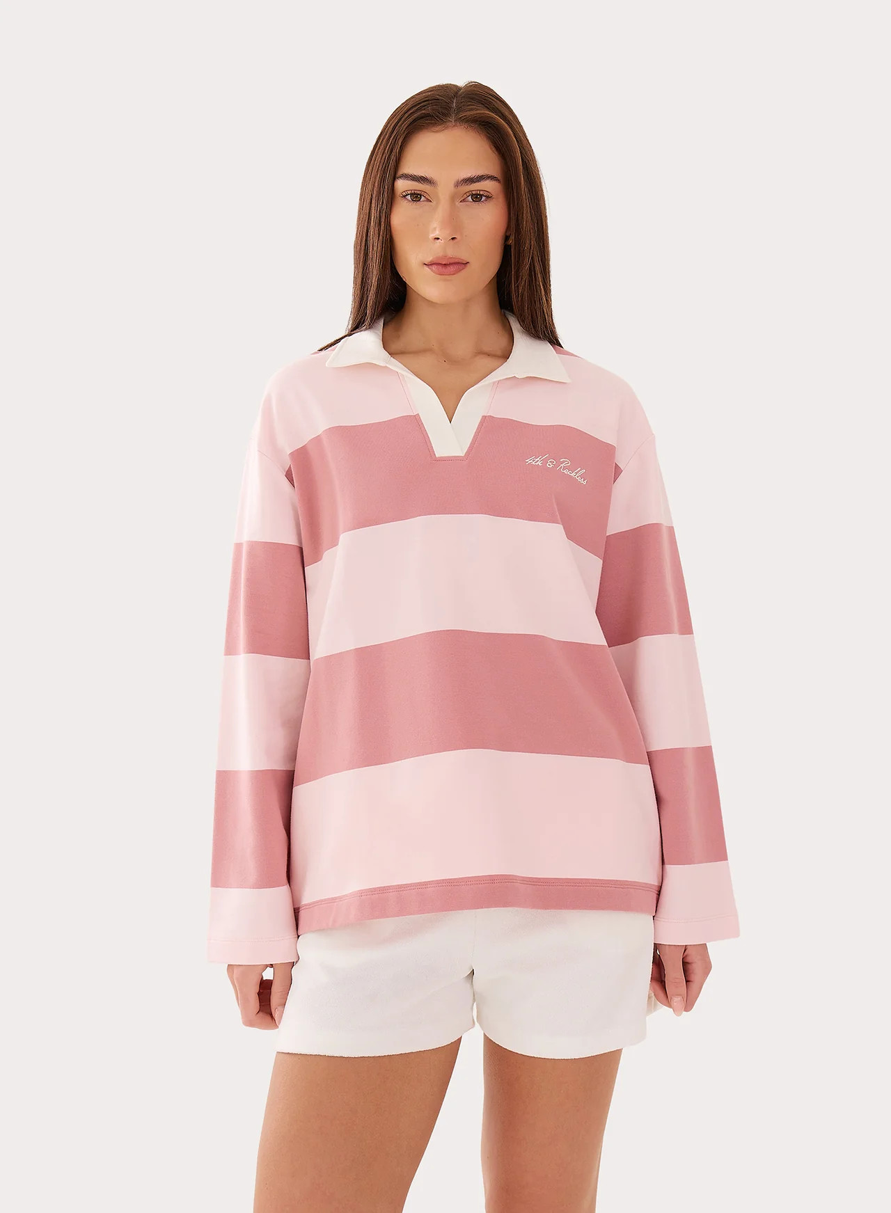 Women's Pink Block Striped Rugby Top | Hailey | 4th & Reckless | 4th & Reckless