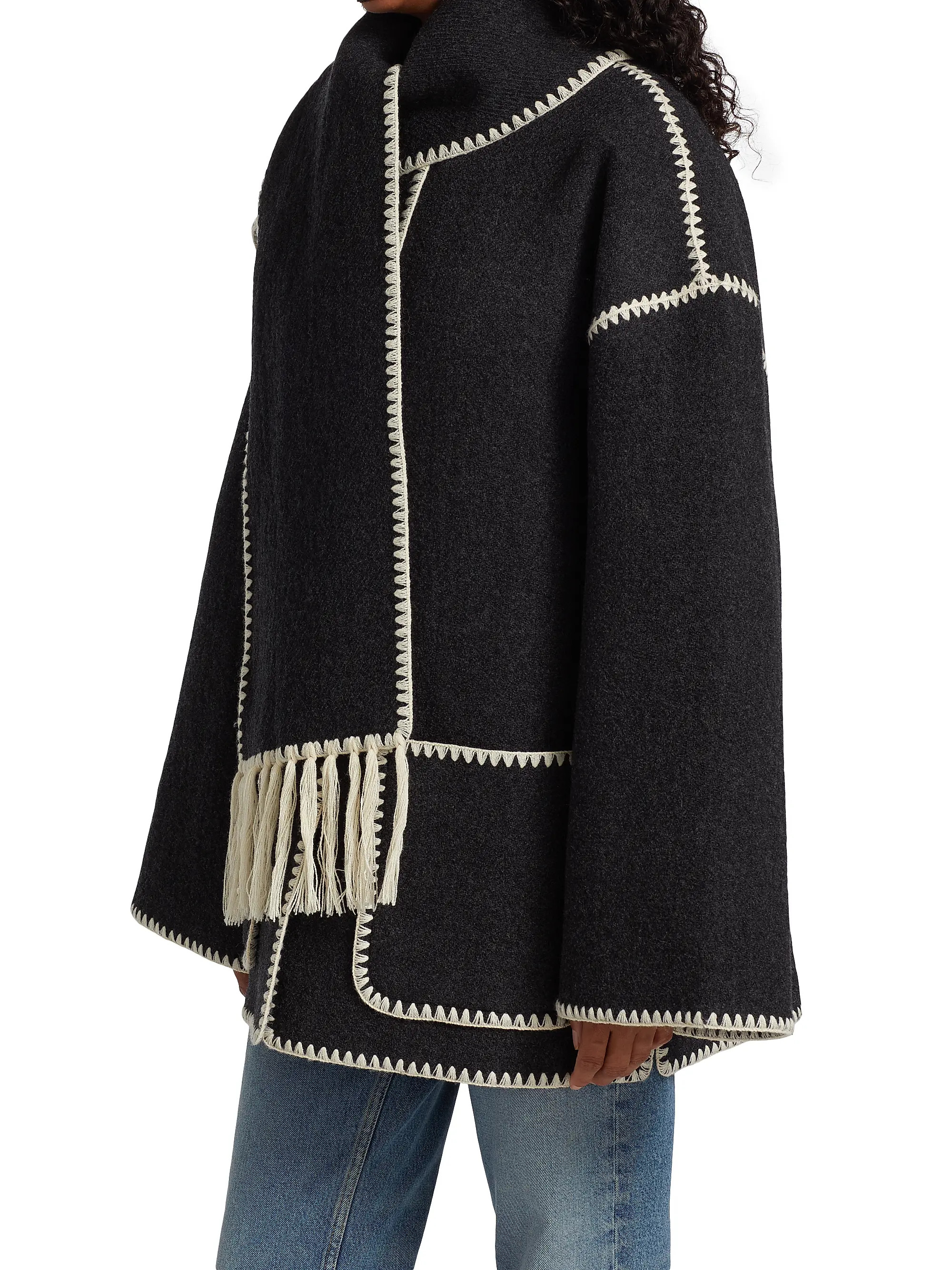 Embroidered Wool-Blend Scarf Jacket | Saks Fifth Avenue