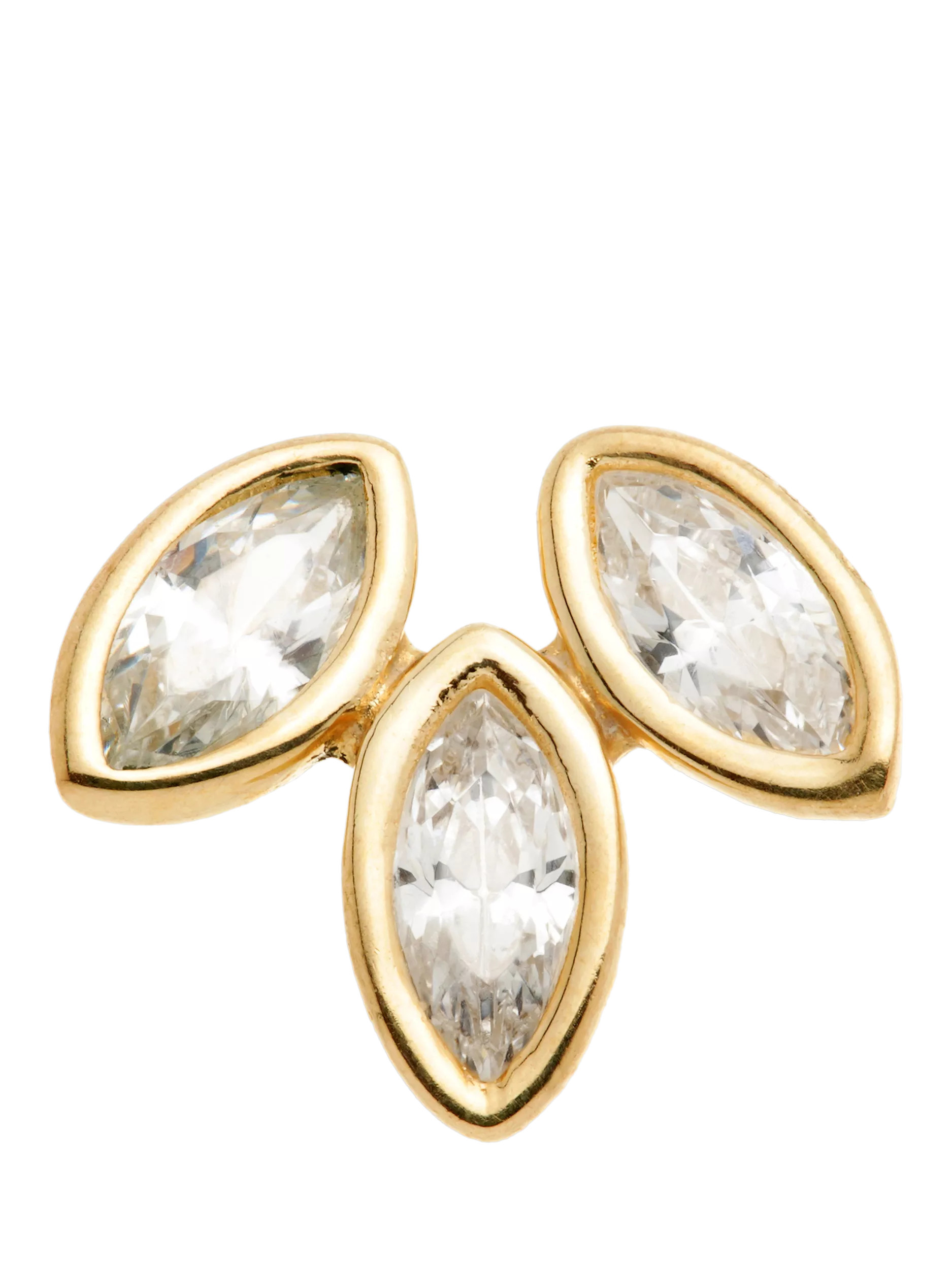 Tish Lyon Brigid 14ct Gold Marquise Lotus Flatback Stud Earring, Single | John Lewis (UK)