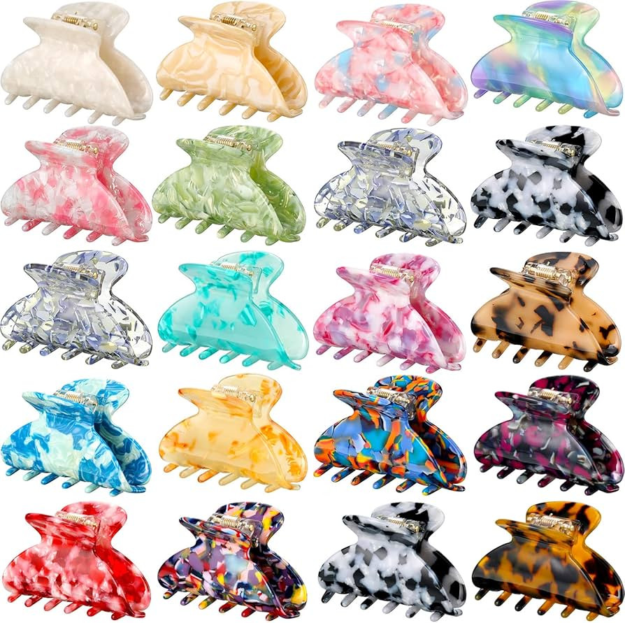 18 Pcs Hair Claw Clips Medium 2.6 Inch Tortoise Shell Hair Clips Banana Jaw Clips Celluloid Frenc... | Amazon (US)