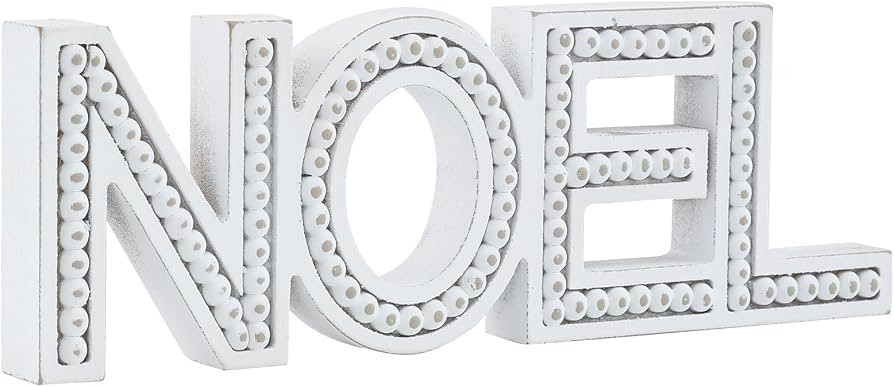Noel Sign, Boho Christmas Decor, Farmhouse Beaded Wooden Noel Letter, Neutral Christmas Decoratio... | Amazon (US)