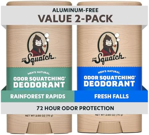 Dr. Squatch Natural Men’s Deodorant – Aluminum Free Natural Deodorant Men with Charcoal & Pos... | Amazon (US)