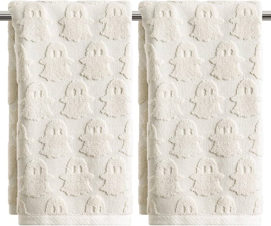 Artoid Mode 2 Pcs Beige 3D Ghost Jacquard Hand Towels for Bathroom | Amazon (US)