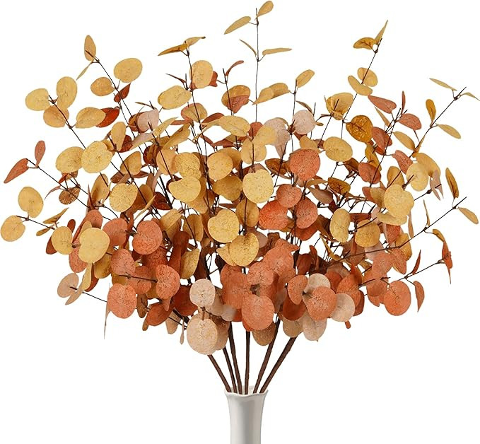 Houele 6Pcs Fall Artificial Eucalyptus Stems 24" Fake Eucalyptus Leaves Branches Autumns Festival... | Amazon (CA)