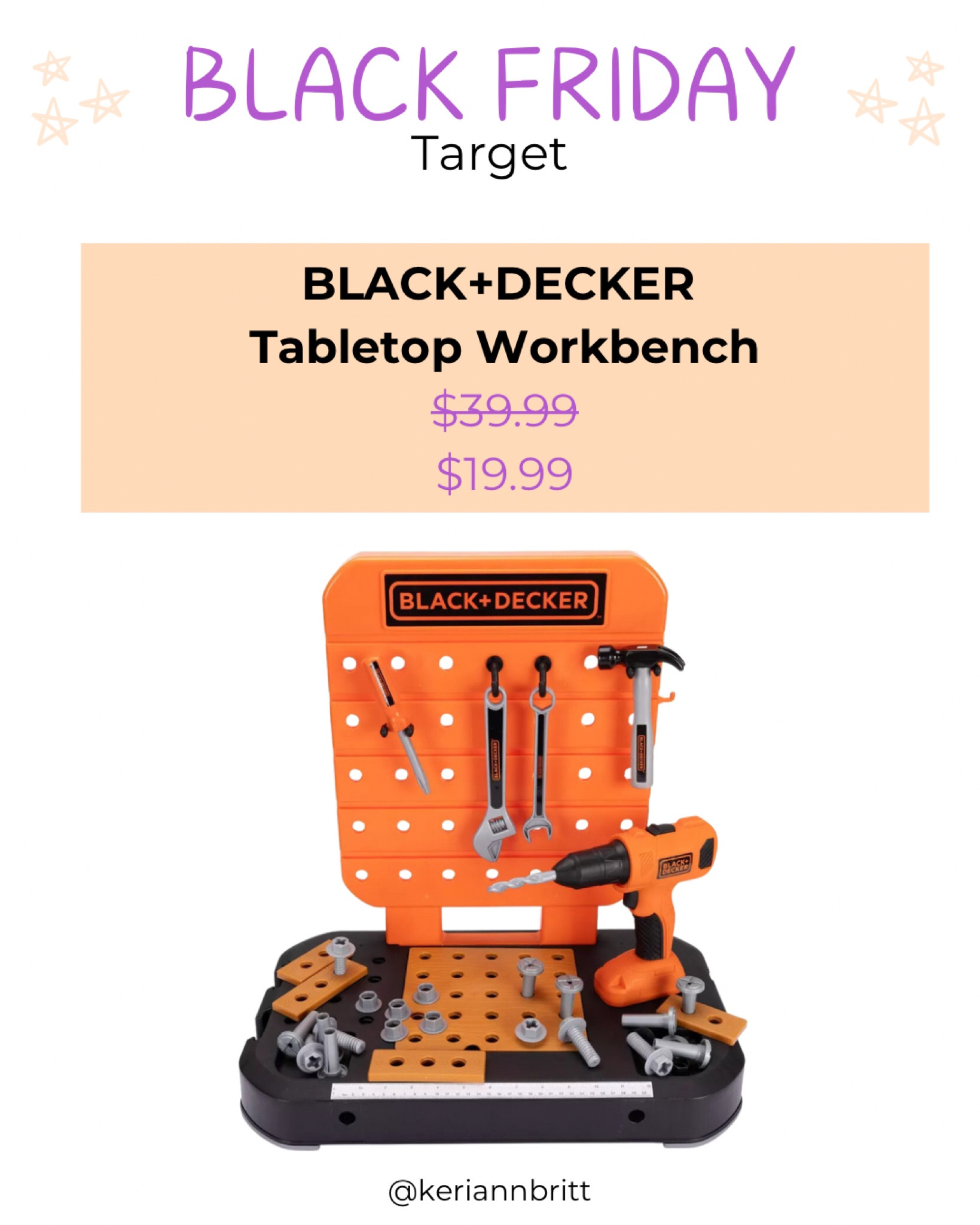 Target Black Friday deals - up to 50% off select toys 

Black and decker tool bench 

#LTKCyberWeek #LTKGiftGuide #LTKKids