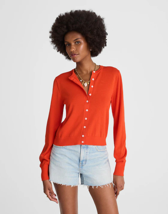 Cotton Crewneck Cardigan | Madewell | Madewell