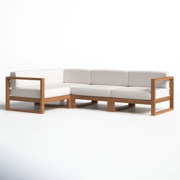 Cambridge Outdoor Patio Teak Wood 4-Piece Sectional Sofa Set | Wayfair North America