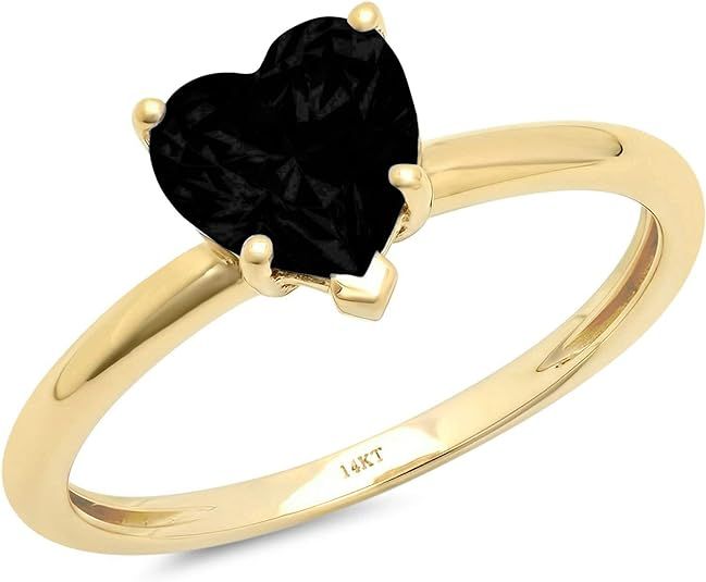 0.95ct Brilliant Heart Cut Solitaire Flawless Genuine Natural Black Onyx Ideal VVS1 5-Prong Class... | Amazon (US)