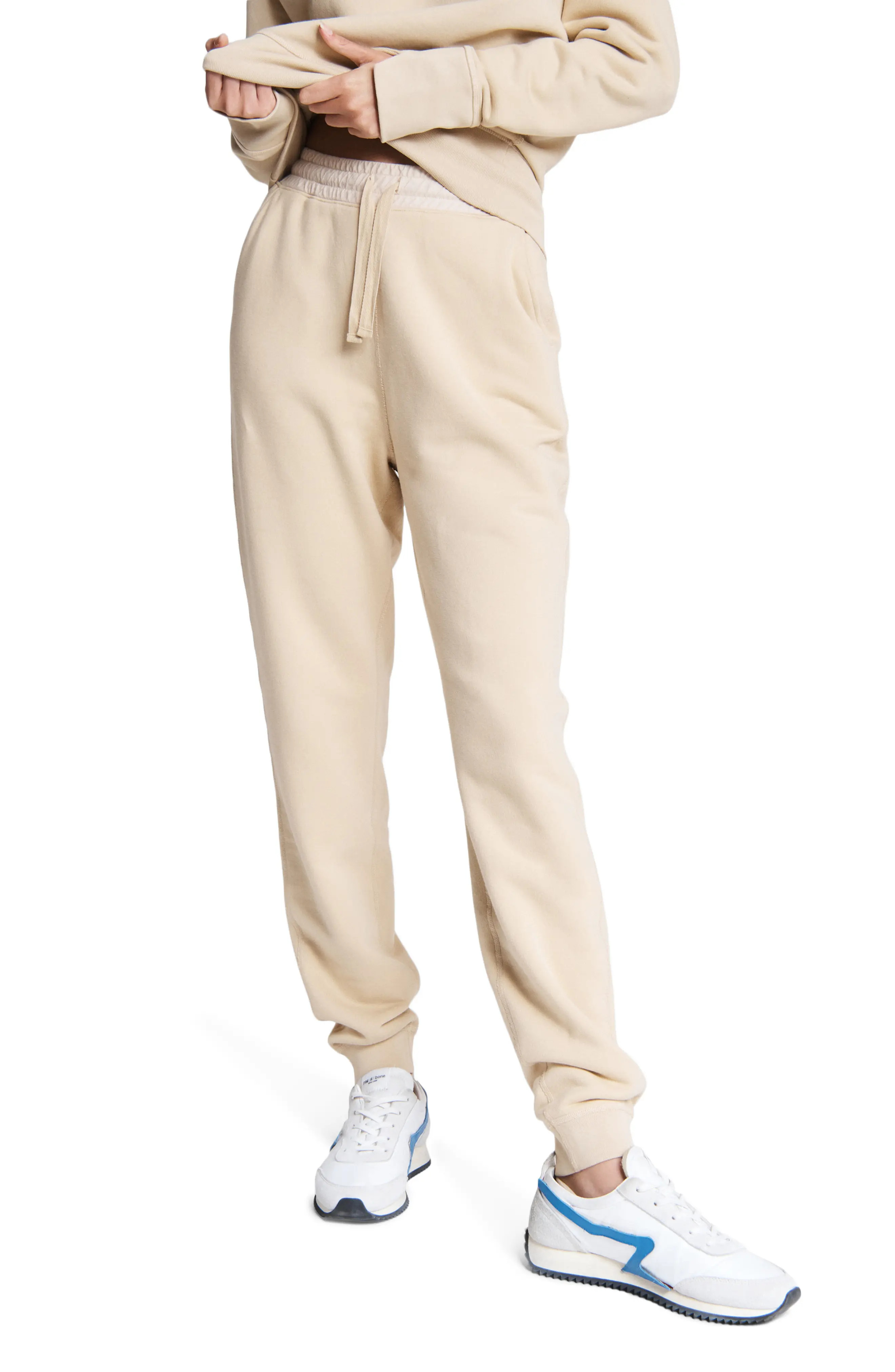 Women's Rag & Bone The Fleece Cotton Blend Joggers, Size X-Small - Beige | Nordstrom