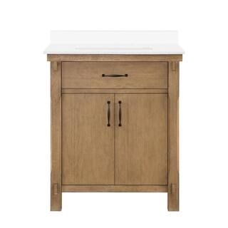 Home Decorators Collection Bellington 30 in. W Bath Vanity in Almond Toffee with Engineered Stone... | The Home Depot