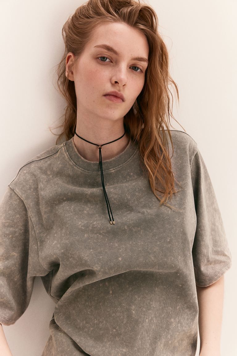 Oversized T-shirt - Gray/washed - Ladies | H&M US | H&M (US + CA)