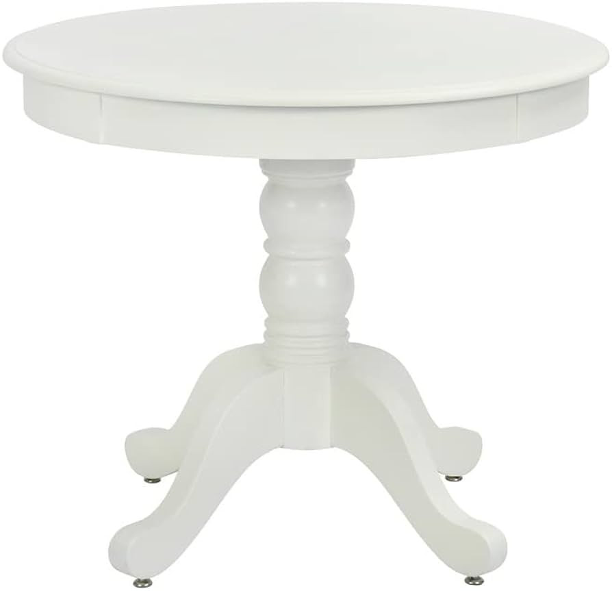 FurnitureR Dining Table Solid Wood with Round Tabletop and Study Legs, 35.8 Inches, White | Amazon (US)