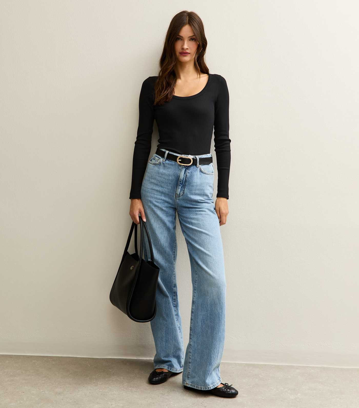 Tall Black Scoop Neck Long Sleeve Top | New Look | New Look (UK)