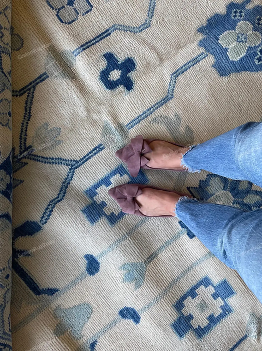 10x14 Ft. Hand Knotted Oushak Rug – Blue and Ivory Wool Area Rug, Turkish Oriental Carpet, Mode... | Etsy (US)