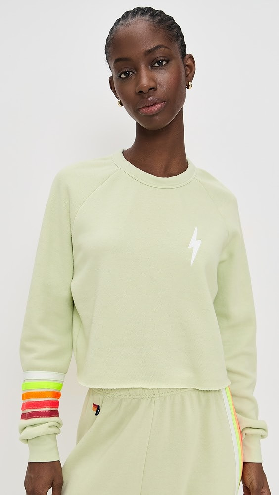 Bolt Rugby Stitch Cropped Crew Sweatshirt | Shopbop