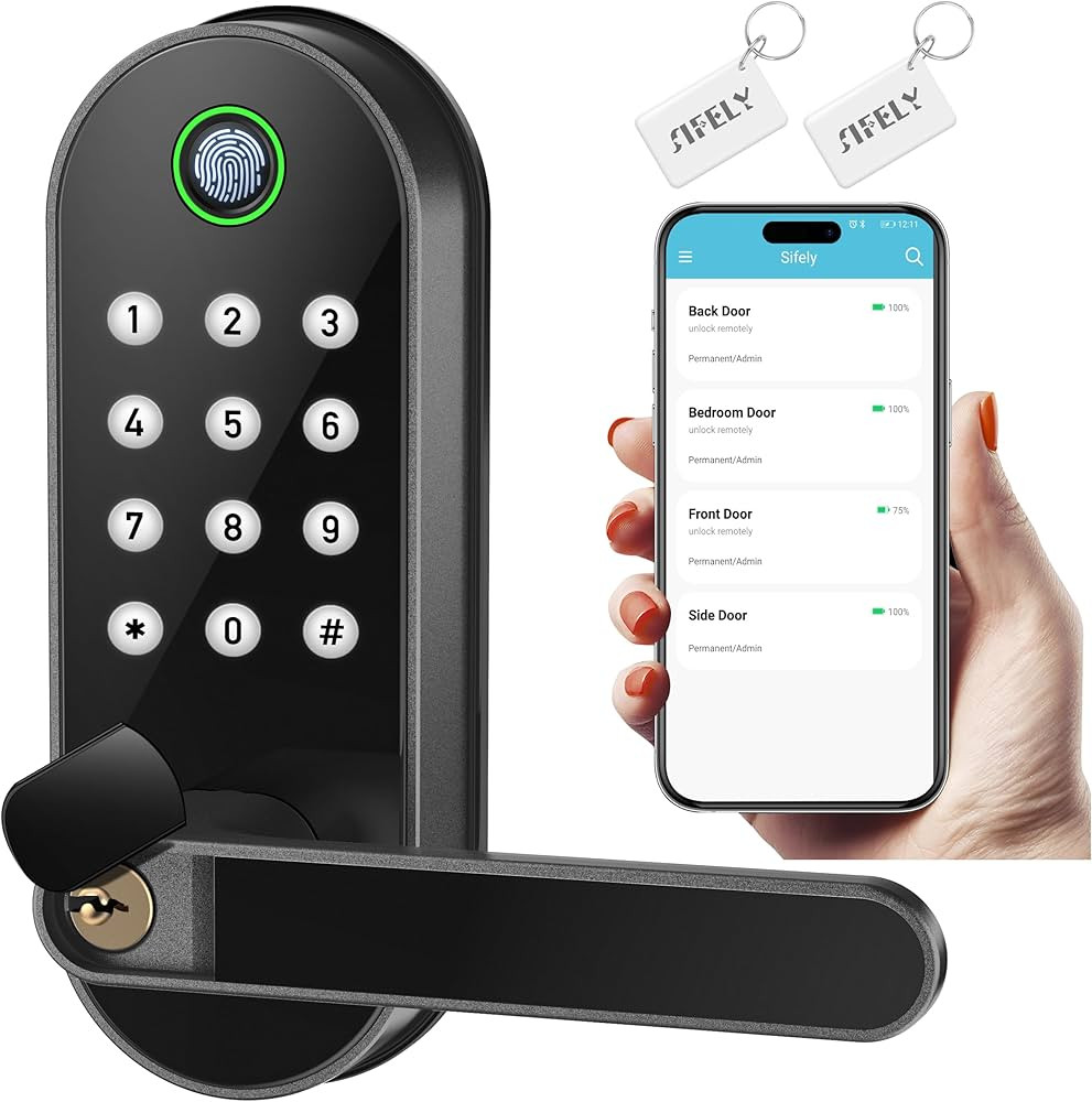 Keyless-Entry Fingerprint Smart Door Lock: Sifely Digital Electronic Lock with Code Passcode, Ele... | Amazon (US)