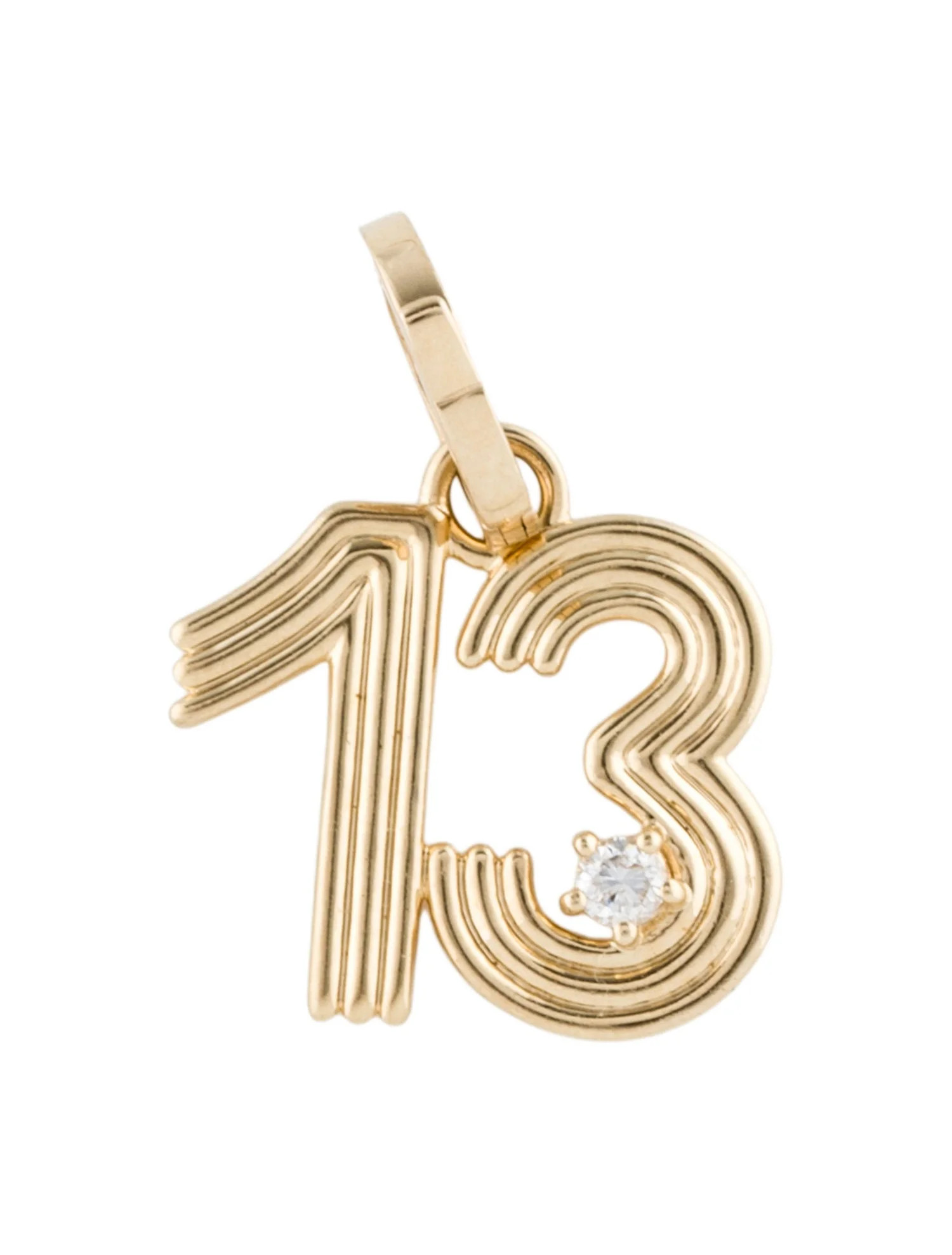 14K Diamond Groovy Number 13 Hinged Charm | The RealReal