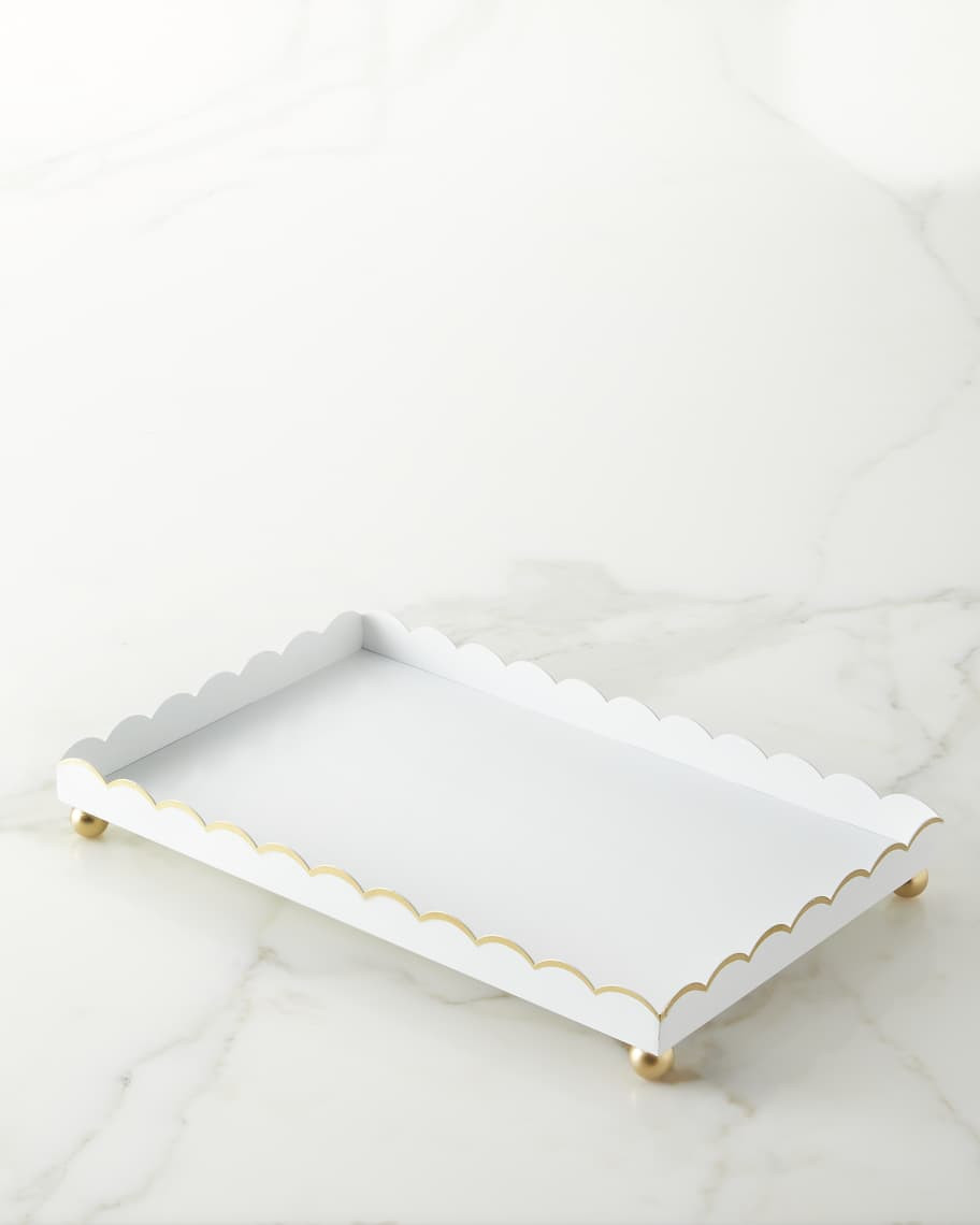 Eloise Rectangular White & Gold Tray | Horchow