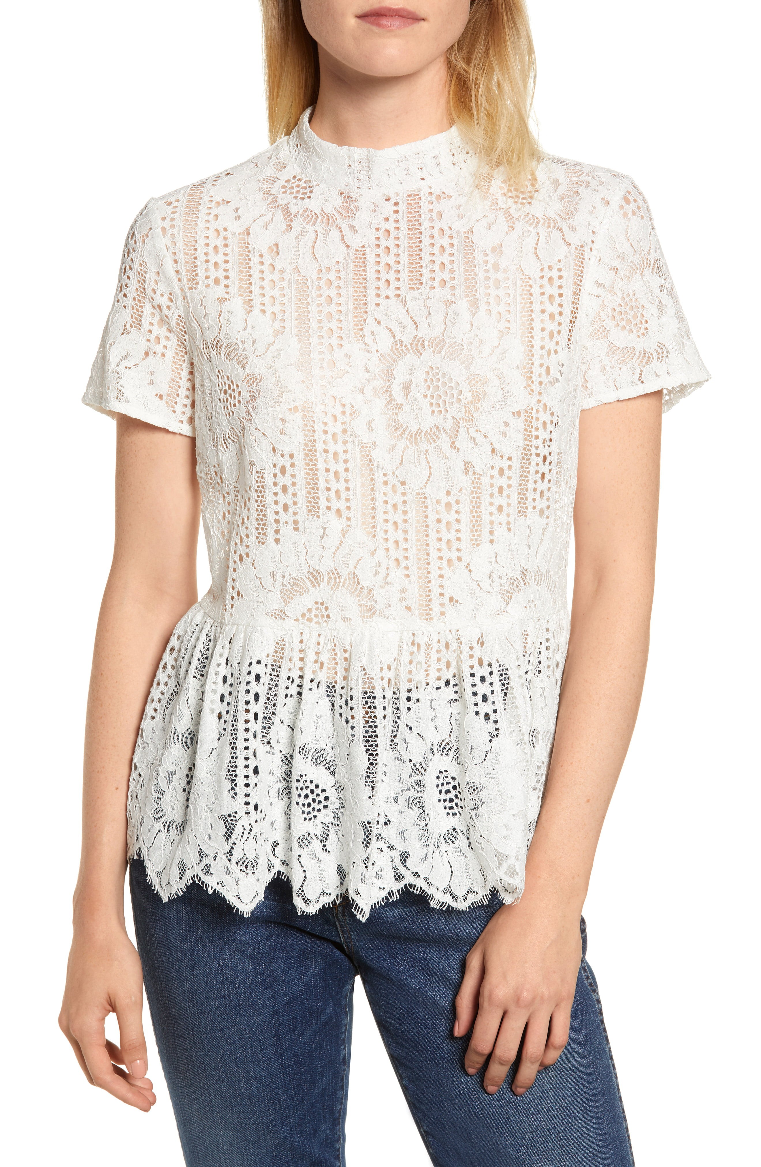 Everleigh Short Sleeve Lace Top (Regular & Petite) | Nordstrom