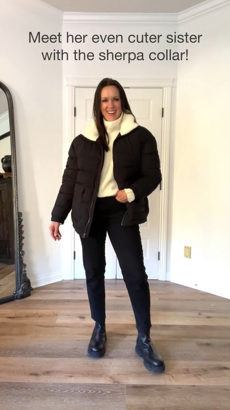 The Target Puffer Sherpa Jacket

Runs TTS, size medium ip for a an oversized fit. 

Winter coat | Target style | Steve Madden Chelsea boot | lug sole boots | cream turtleneck sweater 



#LTKsalealert #LTKstyletip #LTKunder50