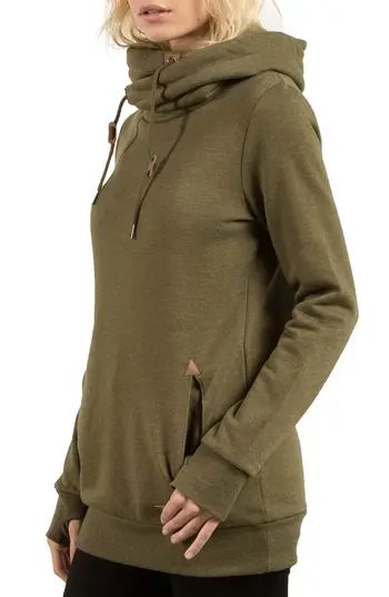 Women's Volcom Walk On By Funnel Neck Hoodie, Size X-Small - Green | Nordstrom