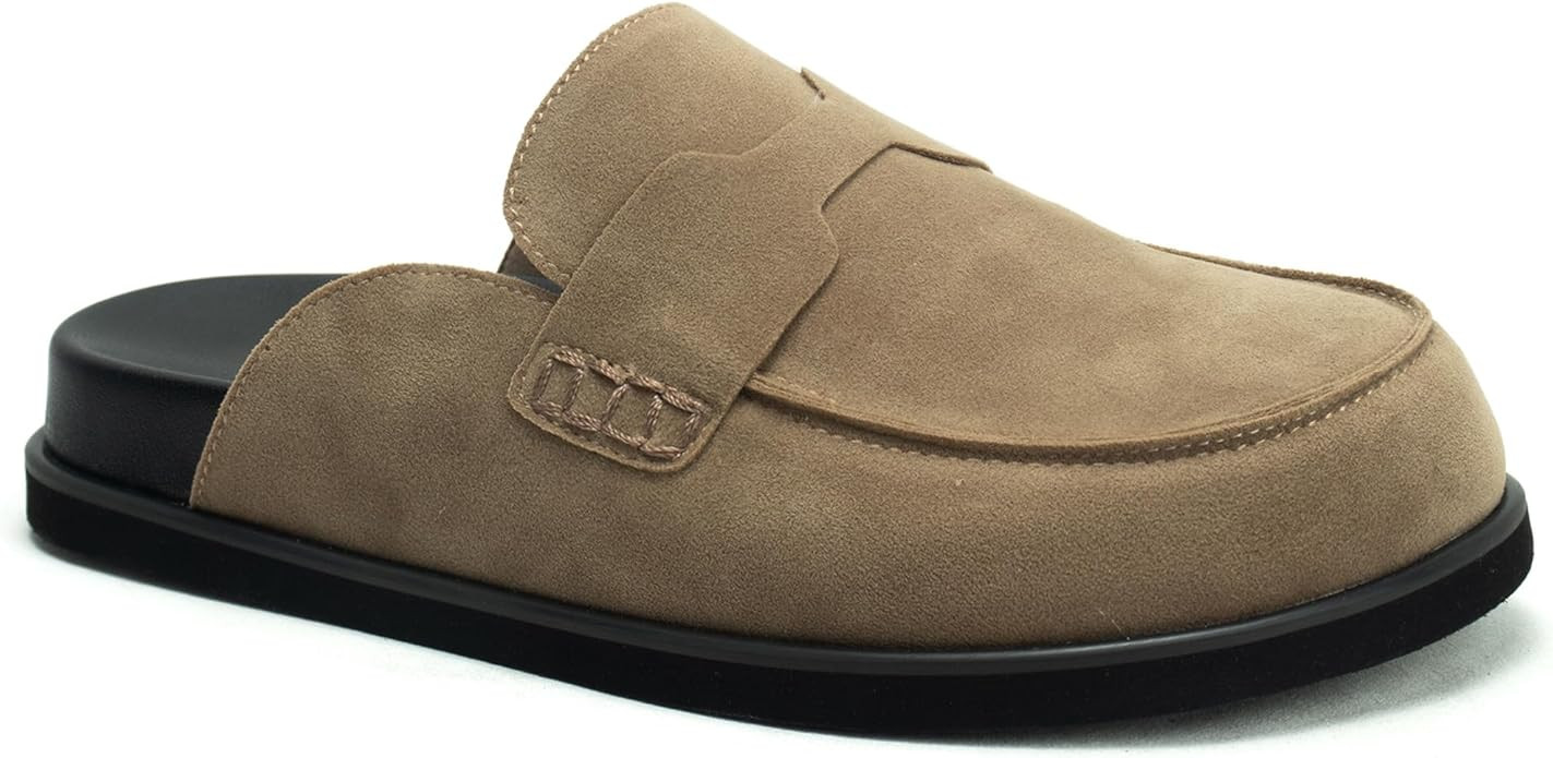 Brown Clogs for Women Comfortable Suede Platform Slip on Backless Closed Toe Mules Womens Clog Sl... | Amazon (US)