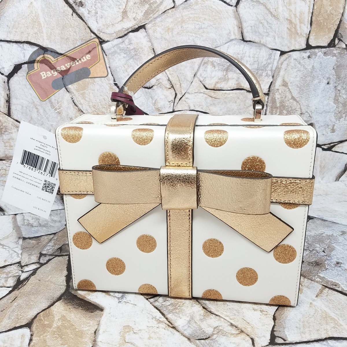 NWT Kate Spade New York  Wrapping Party Gift Box Crossbody Parchment Gold NEW  | eBay | eBay US