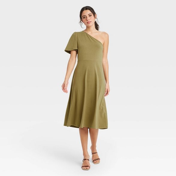 Women's One Shoulder Puff Short Sleeve Dress - Who What Wear™ | Target
