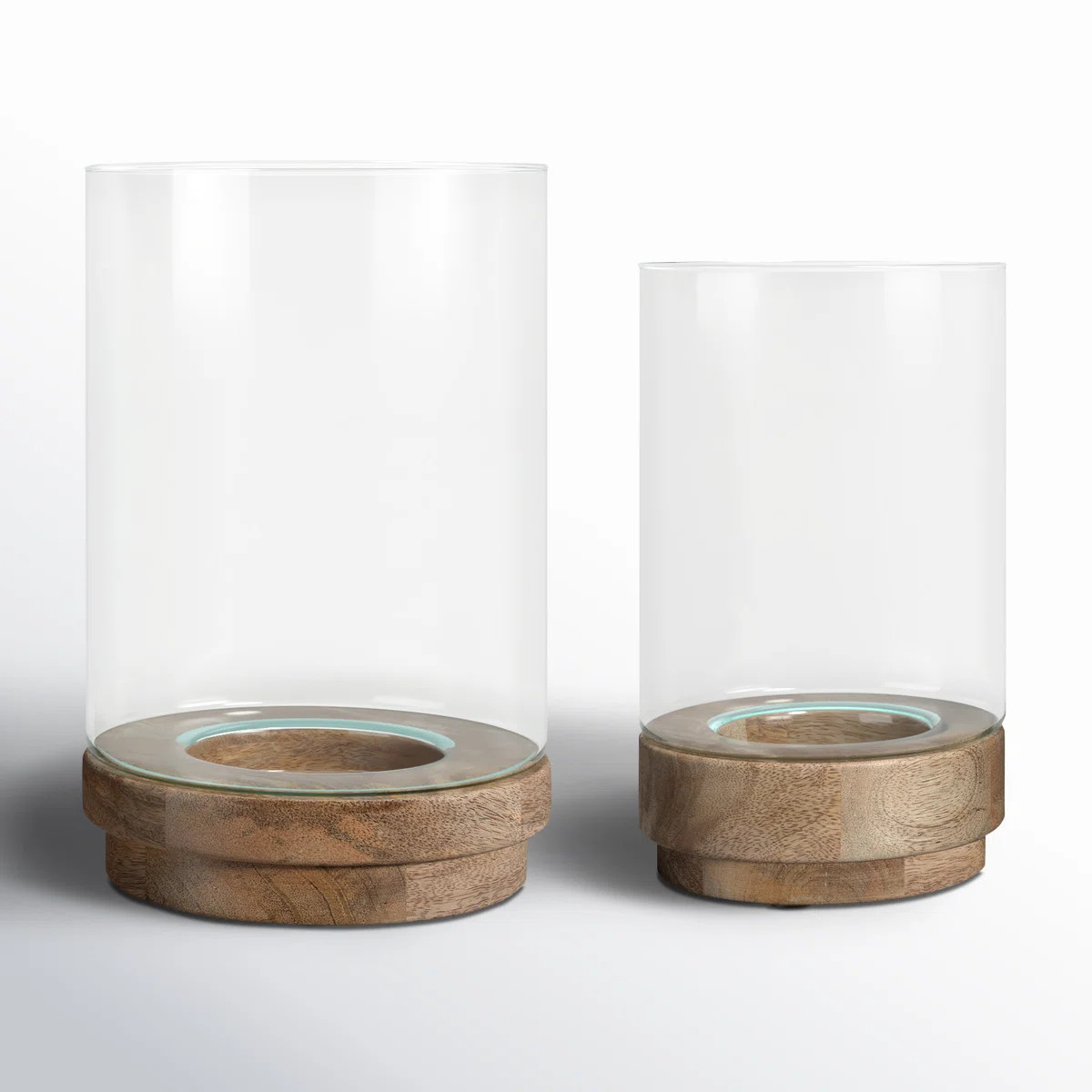 Sagebrook Home Iron and Glass Candle Holders on Mango Wood Base - Elegant Home Decor Essentials f... | Wayfair North America