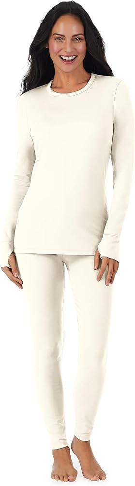 Cuddl Duds Womens Fleece Lined Thermal Long Sleeve Shirt and Leggings - Top and Bottom Base Layer... | Amazon (US)