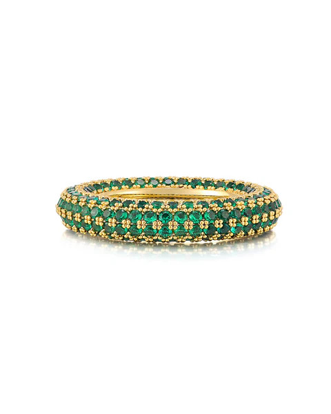 Pave Amalfi Ring- Emerald Green- Gold | LUV AJ