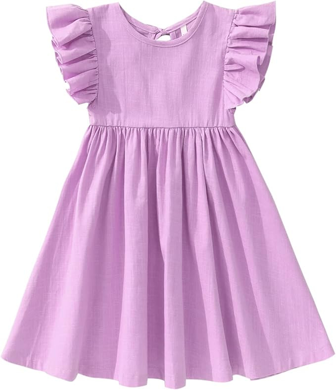 Toddler Baby Girl Dress Summer Cotton Linen Ruffle Halter Sleeveless Kids Casual Beach Party Dres... | Amazon (US)