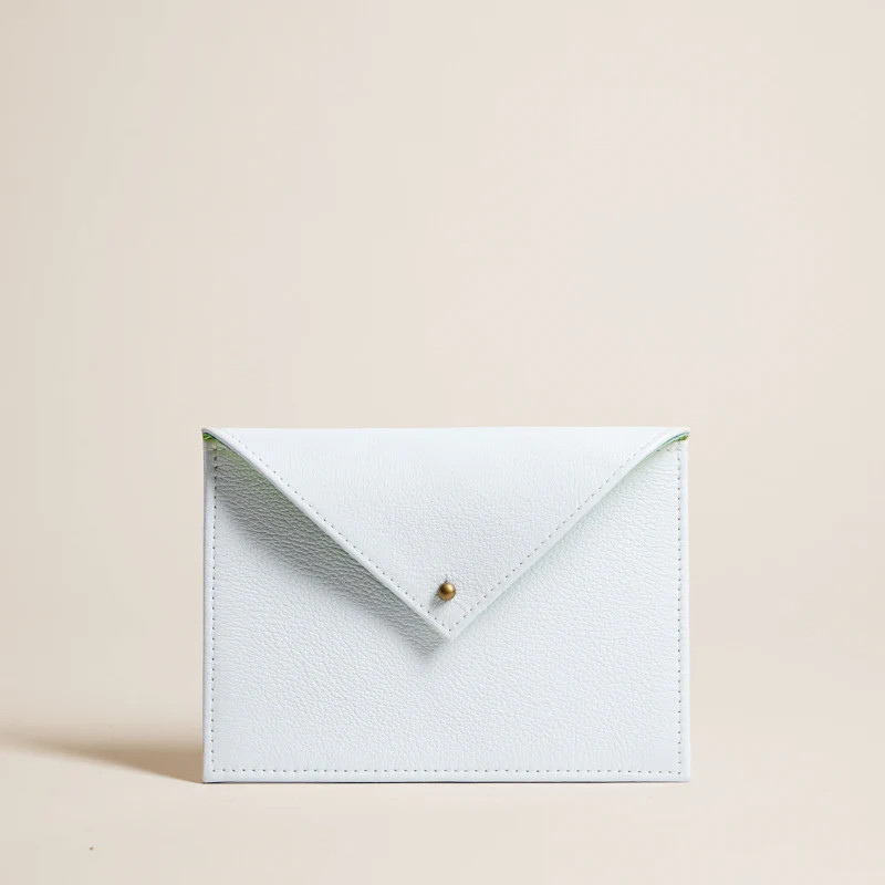 Medium Envelope Pouch - Metallic White with Lime | Parker Thatch
